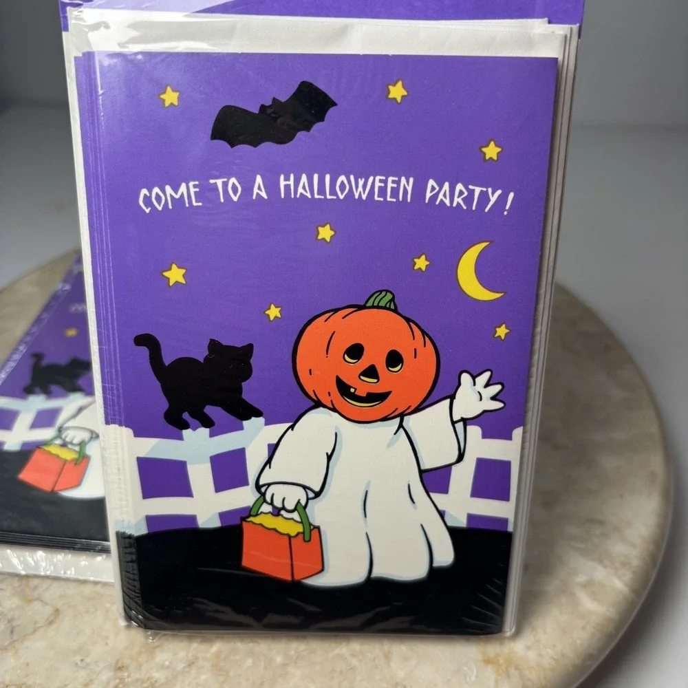 American Greetings Forget Me Not Halloween‎ Invitations 8 Cards 8 Envelopes NOS